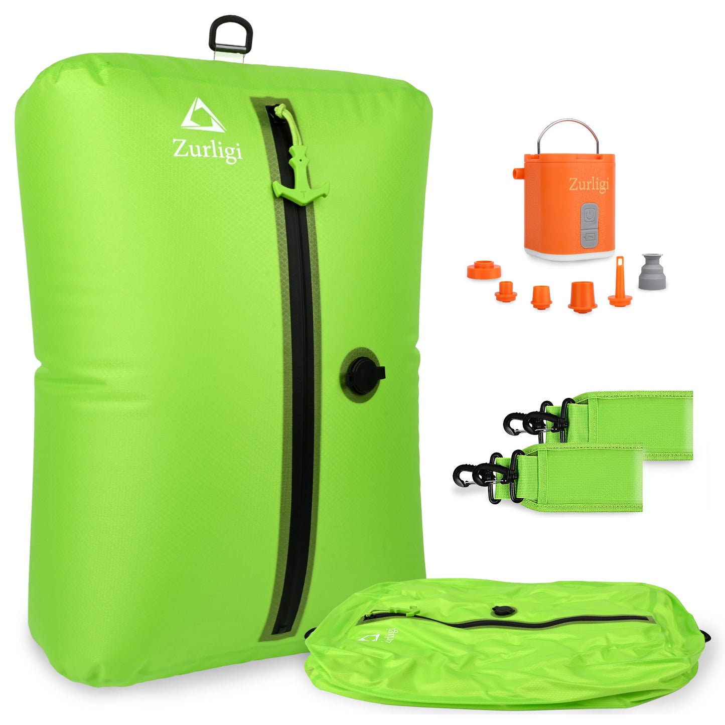 Zurligi Vacuum Bags for Travel with Pump, Vacuum Compression Bag with Adjustable Shoulder Strap, IP67 Reusable Vacuum Packing Cubes for Luggage, Backpack, Suitcase, Yoga, Swim, Beach