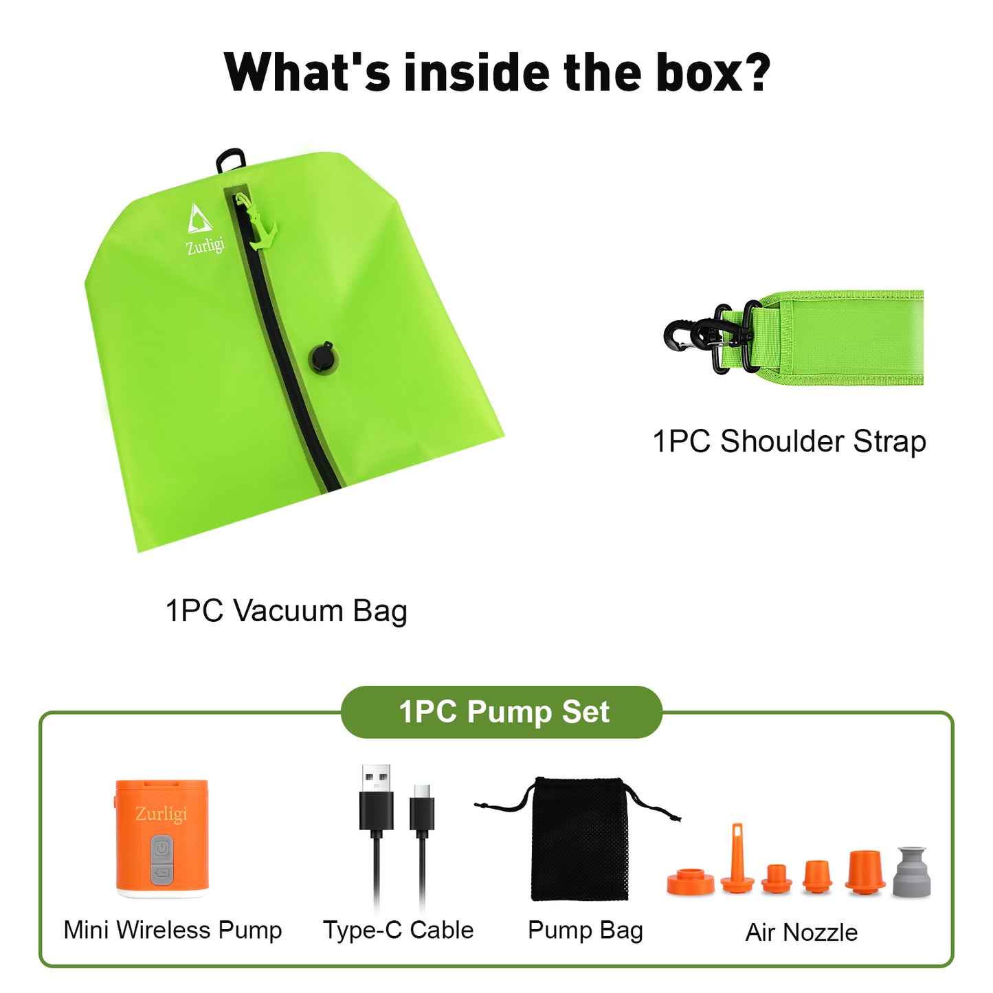 Zurligi Vacuum Bags for Travel with Pump, Vacuum Compression Bag with Adjustable Shoulder Strap, IP67 Reusable Vacuum Packing Cubes for Luggage, Backpack, Suitcase, Yoga, Swim, Beach