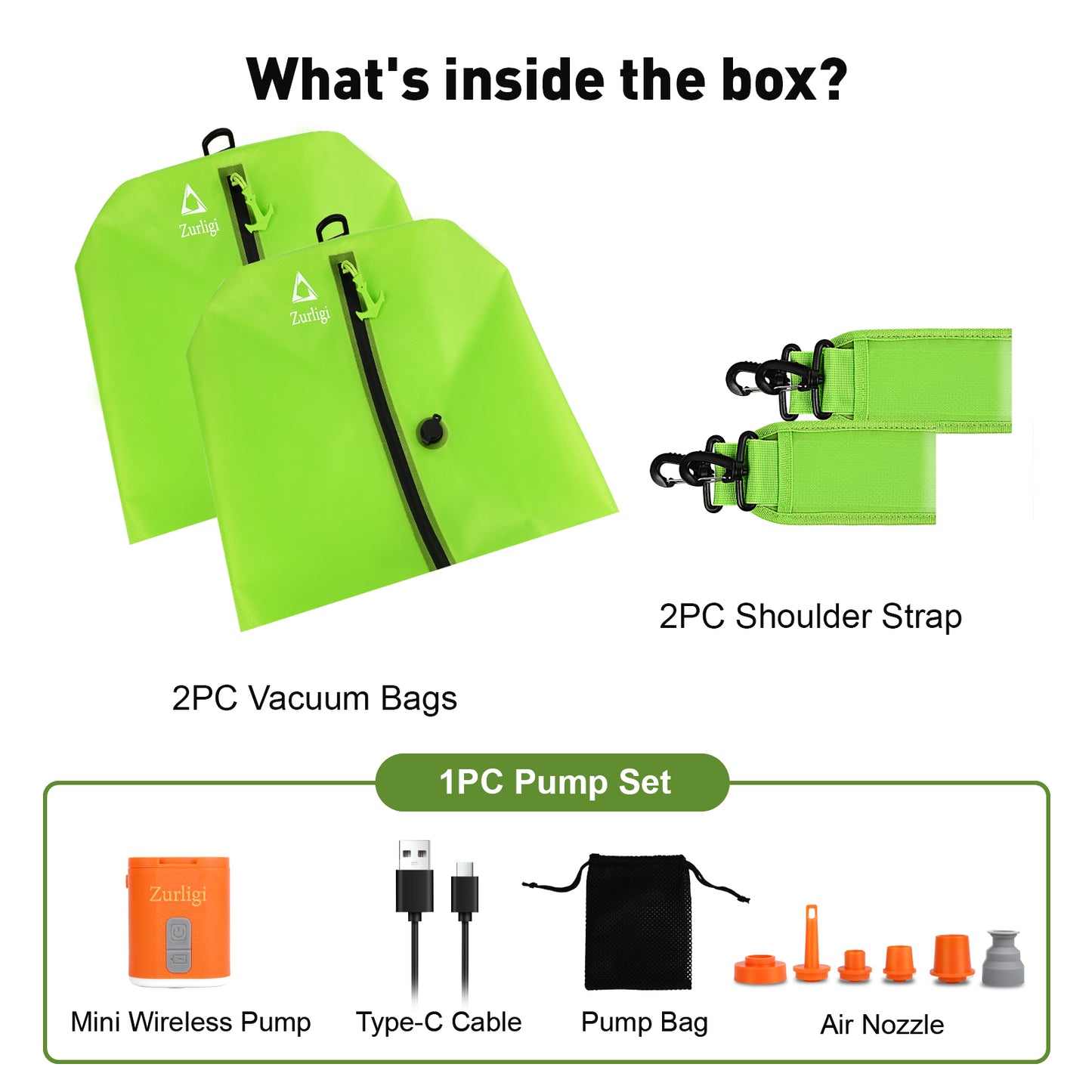 Zurligi Vacuum Bags for Travel with Pump, Vacuum Compression Bag with Adjustable Shoulder Strap, IP67 Reusable Vacuum Packing Cubes for Luggage, Backpack, Suitcase, Yoga, Swim, Beach