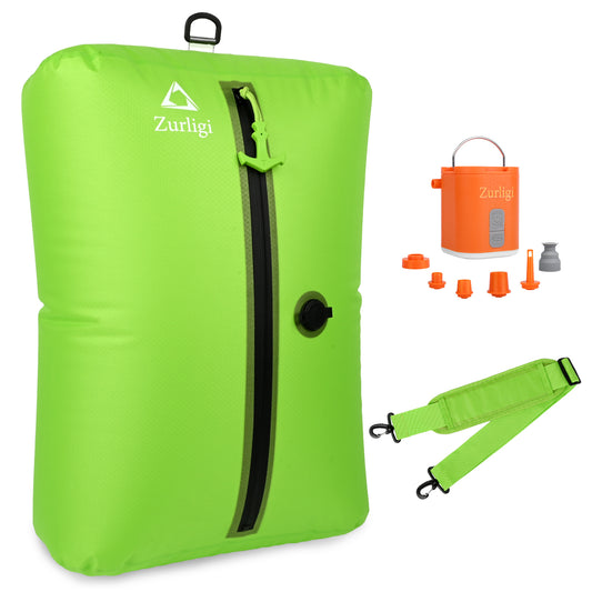 Zurligi Vacuum Bags for Travel with Pump, Vacuum Compression Bag with Adjustable Shoulder Strap, IP67 Reusable Vacuum Packing Cubes for Luggage, Backpack, Suitcase, Yoga, Swim, Beach